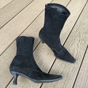 Stuart Weitzman Black Suede Stretch Sock Bootie Size 8 Pull On 65 Ankle Boot